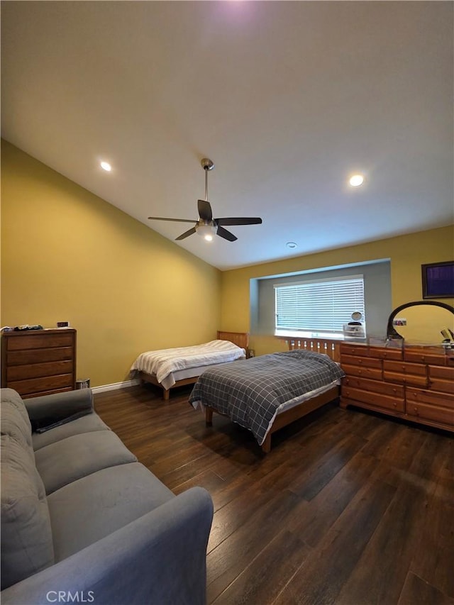 21901 Moneta Ave Unit 21, Carson, CA 90745 - bedroom with dark wood-type flooring, ceiling fan, baseboards, and recessed lighting