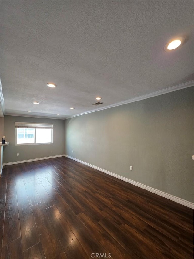 21901 Moneta Ave Unit 21, Carson, CA 90745 - unfurnished room with ornamental molding, dark wood-style flooring, a textured ceiling, and recessed lighting