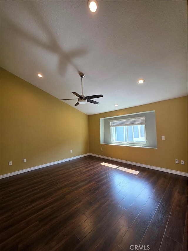 21901 Moneta Ave Unit 21, Carson, CA 90745 - spare room with ceiling fan, dark wood finished floors, lofted ceiling, and recessed lighting