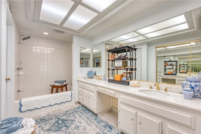 25536 Rue Terrase Unit 17, Laguna Niguel, CA 92677 - bathroom with double vanity, recessed lighting, and shower / tub combination