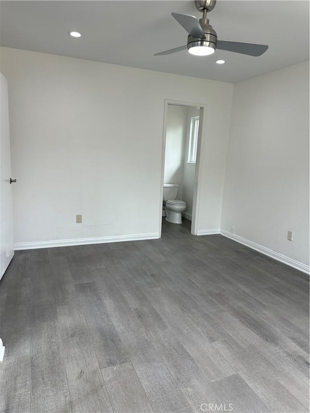 45208 17th St W, Lancaster, CA 93534 - unfurnished room featuring ceiling fan, dark wood-style flooring, baseboards, and recessed lighting