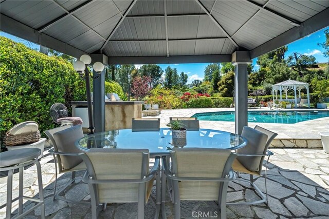 4420 Conchita Way, Tarzana, CA 91356 - view of patio featuring a gazebo, an outdoor pool, and area for grilling