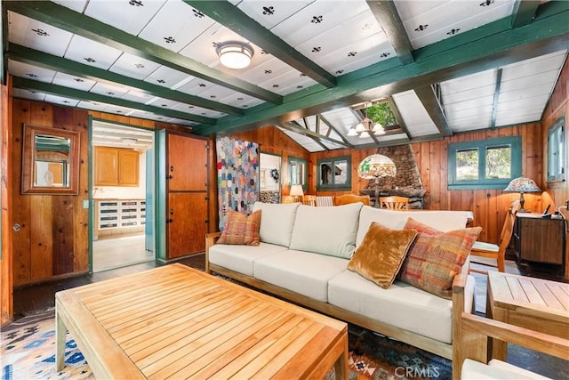 25 Hot Spring Canyon Rd, San Juan Capistrano, CA 92675 - living room with wood walls and beam ceiling