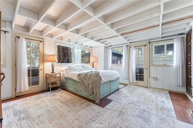 25 Hot Spring Canyon Rd, San Juan Capistrano, CA 92675 - bedroom featuring access to outside, wood finished floors, and beam ceiling
