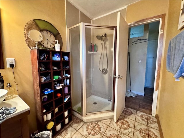 9547 Marion Ave, Montclair, CA 91763 - full bath with a shower stall, tile patterned flooring, vanity, and crown molding