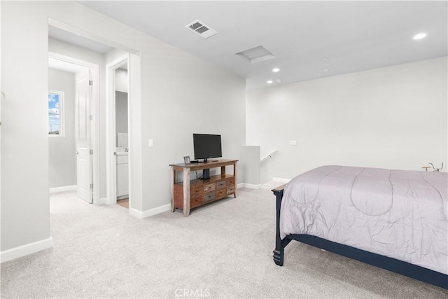 147 Luneta Ln, Rancho Mission Viejo, CA 92694 - carpeted bedroom with attic access, recessed lighting, and baseboards