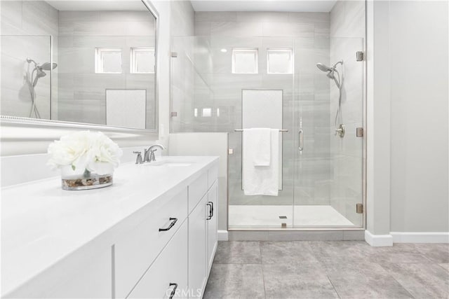147 Luneta Ln, Rancho Mission Viejo, CA 92694 - full bathroom with vanity, a stall shower, and baseboards