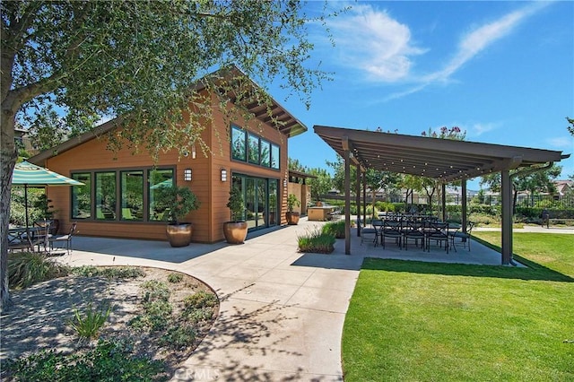 147 Luneta Ln, Rancho Mission Viejo, CA 92694 - view of home's community featuring a patio, a yard, and a pergola