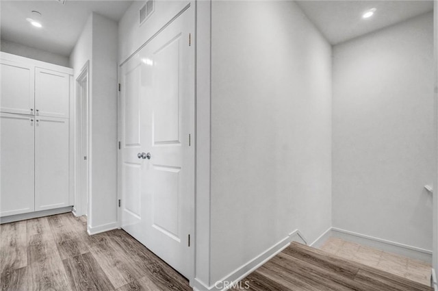 747 Spring Gdn, Irvine, CA 92618 - hallway with wood finished floors, baseboards, and recessed lighting