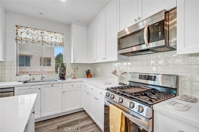 747 Spring Gdn, Irvine, CA 92618 - kitchen featuring stainless steel appliances, a sink, light countertops, and white cabinetry