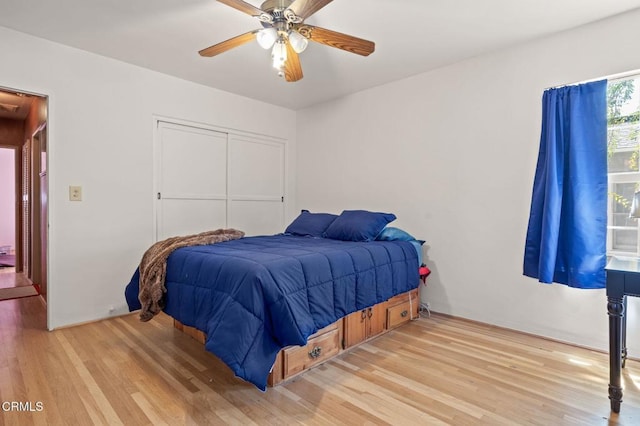 339 2nd St, Fillmore, CA 93015 - bedroom featuring light wood finished floors, ceiling fan, and a closet