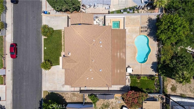 17206 Nugent Pl, Granada Hills, CA 91344 - aerial view of a pool area