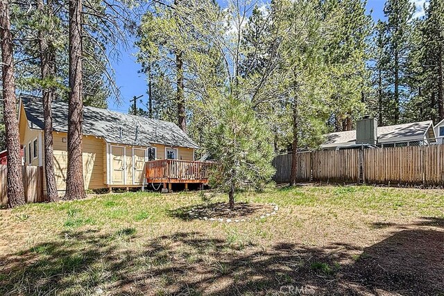 670 Marin Rd, Big Bear Lake, CA 92315 - view of yard featuring a wooden deck