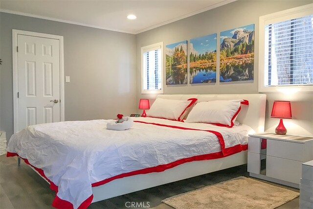 670 Marin Rd, Big Bear Lake, CA 92315 - bedroom with crown molding, recessed lighting, and wood finished floors