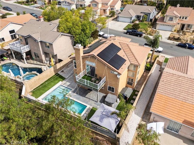 27834 Lassen St, Castaic, CA 91384 - aerial perspective of suburban area featuring a pool