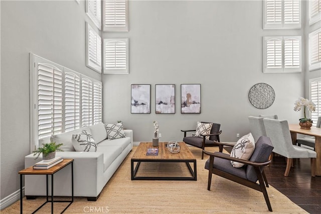 27834 Lassen St, Castaic, CA 91384 - living area with a high ceiling and wood finished floors