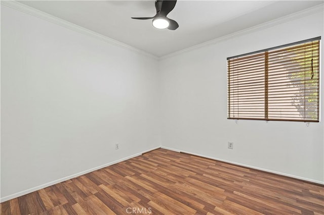 27834 Lassen St, Castaic, CA 91384 - empty room with ceiling fan, wood finished floors, and crown molding