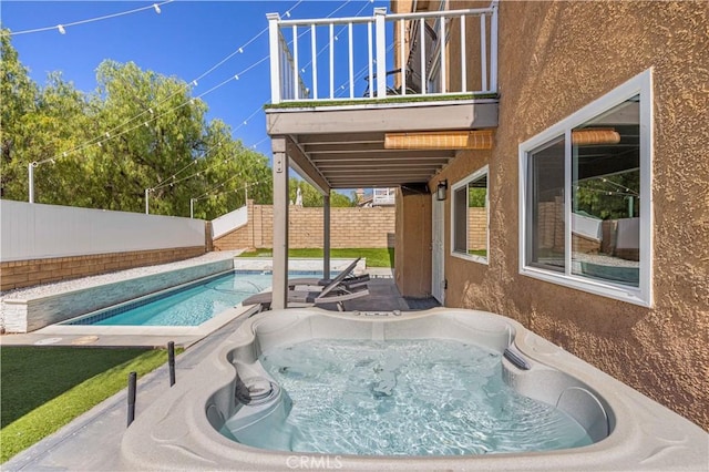 27834 Lassen St, Castaic, CA 91384 - view of swimming pool featuring a hot tub and a fenced backyard
