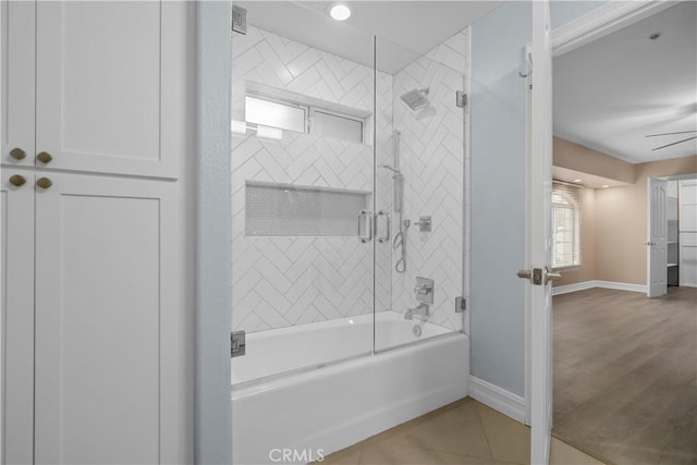 1641 Ford St, Redlands, CA 92373 - full bathroom featuring bath / shower combo with glass door, baseboards, and tile patterned flooring