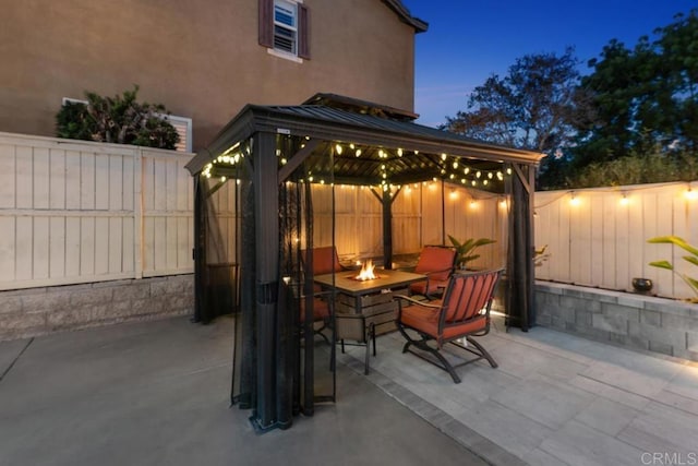 16231 Palomino Mesa Ct, San Diego, CA 92127 - fenced backyard featuring a gazebo, a fire pit, and a patio