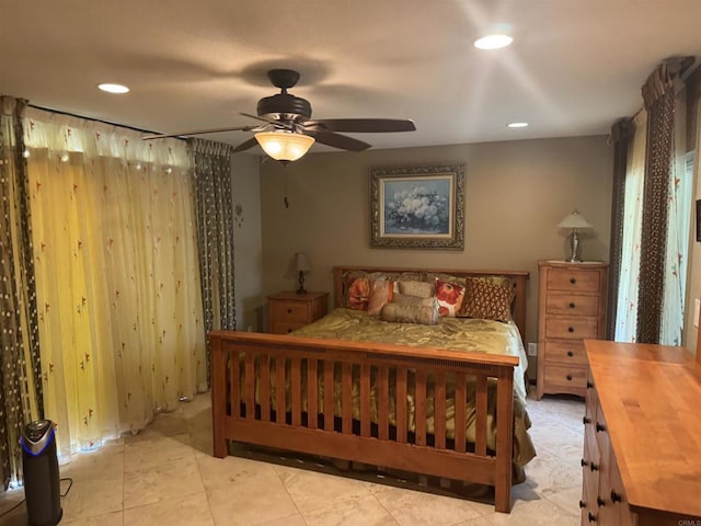 6591 Black Rail Rd, Carlsbad, CA 92011 - tiled bedroom featuring recessed lighting and a ceiling fan