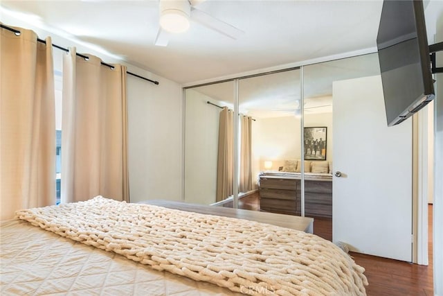 23292 Orange Ave Unit 6, Lake Forest, CA 92630 - bedroom with wood finished floors, a closet, and ceiling fan