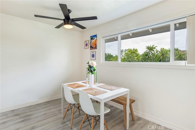 23292 Orange Ave Unit 6, Lake Forest, CA 92630 - dining space with baseboards, wood finished floors, and ceiling fan