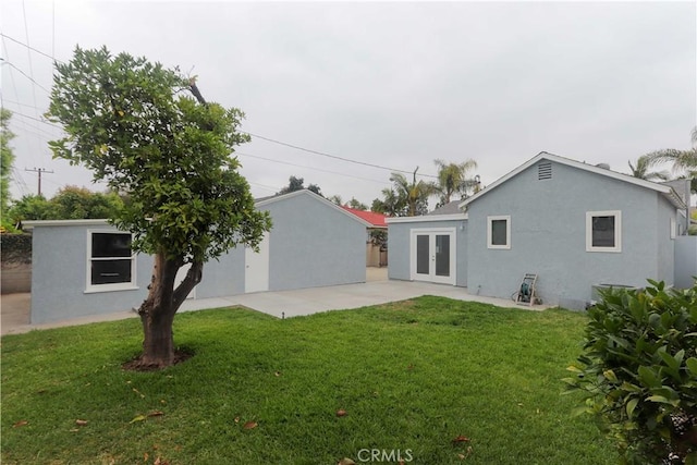 10624 Shellyfield Rd, Downey, CA 90241 - back of house with french doors, stucco siding, a patio, and an outdoor structure