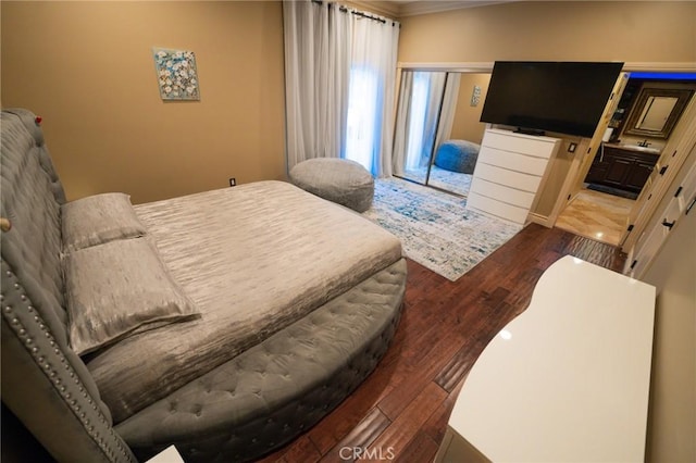 19162 Liggett St, Northridge, CA 91324 - bedroom featuring dark wood-style floors and crown molding
