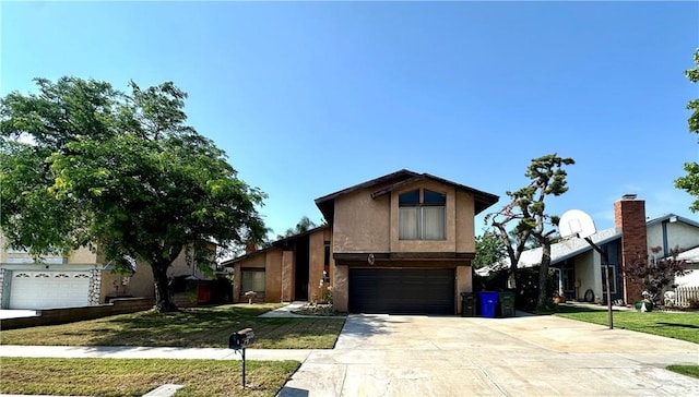22042 Tanager St, Grand Terrace, CA 92313 - view of front of property featuring stucco siding, concrete driveway, a front lawn, and a garage