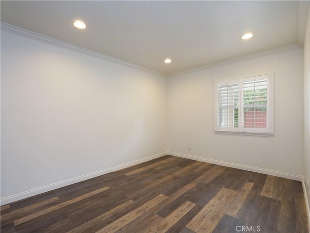 2048 264th St, Lomita, CA 90717 - empty room featuring ornamental molding, recessed lighting, dark wood-type flooring, and baseboards