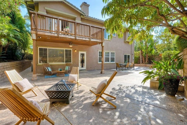 1026 Turnstone Rd, Carlsbad, CA 92011 - view of patio / terrace featuring a balcony, an outdoor fire pit, and outdoor dining space