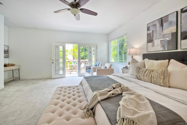 1026 Turnstone Rd, Carlsbad, CA 92011 - bedroom with access to exterior, carpet floors, baseboards, and a ceiling fan