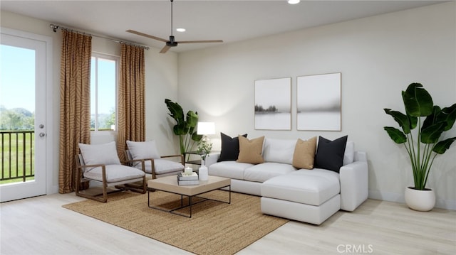 10002 Central Ave Unit 27, Garden Grove, CA 92843 - living area featuring wood finished floors, recessed lighting, and a ceiling fan