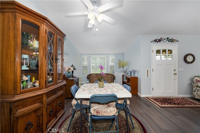 1420 Northwood Rd Unit 241C, Seal Beach, CA 90740 - dining space featuring dark wood finished floors, baseboards, and ceiling fan