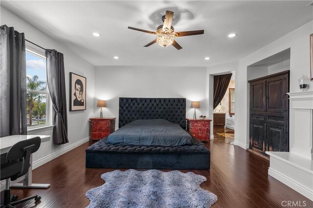 29259 Black Pine Way, Saugus, CA 91390 - bedroom featuring multiple windows, wood finished floors, recessed lighting, and an office area