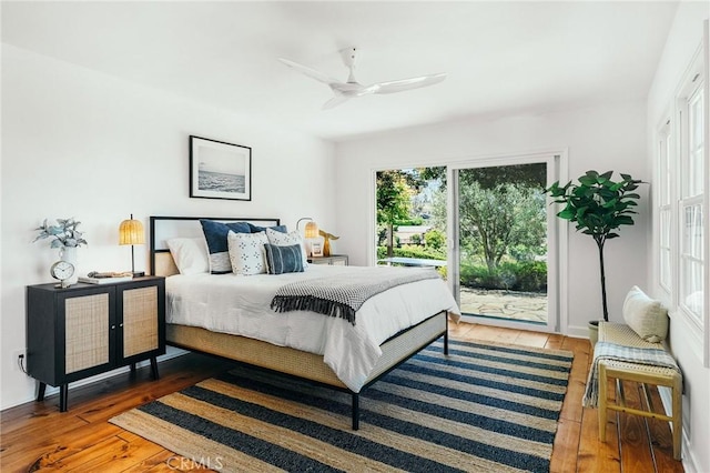 27317 Sunnyridge Rd, Palos Verdes Peninsula, CA 90274 - bedroom featuring access to outside, wood-type flooring, and a ceiling fan