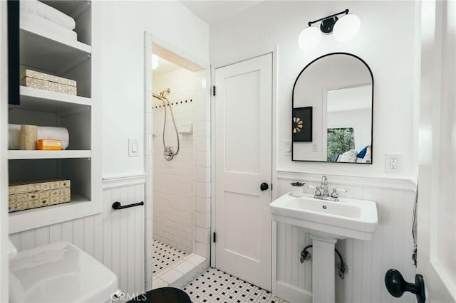 27317 Sunnyridge Rd, Palos Verdes Peninsula, CA 90274 - bathroom with a stall shower and wainscoting