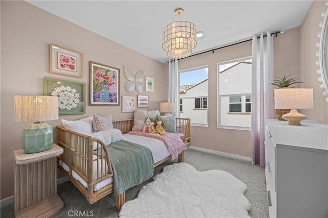22304 Sage Ct, Torrance, CA 90502 - bedroom featuring light carpet and a chandelier