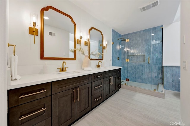 23043 Park Este, Calabasas, CA 91302 - bathroom with double vanity and a shower stall