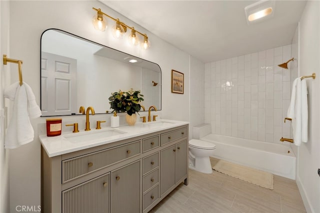 23043 Park Este, Calabasas, CA 91302 - bathroom featuring double vanity, shower / bathtub combination, and tile patterned floors