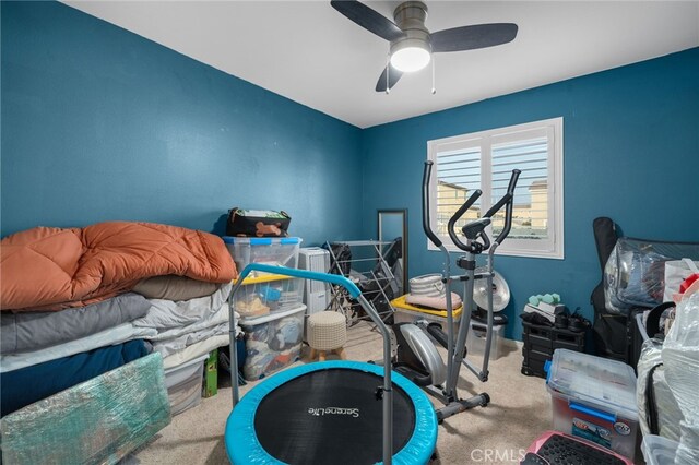 14226 Bonavento Ln, Beaumont, CA 92223 - exercise room featuring carpet floors and ceiling fan