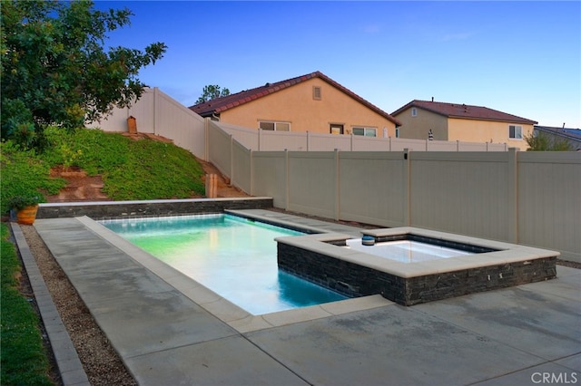 14226 Bonavento Ln, Beaumont, CA 92223 - view of pool with a fenced backyard, an in-ground hot tub, and a patio area