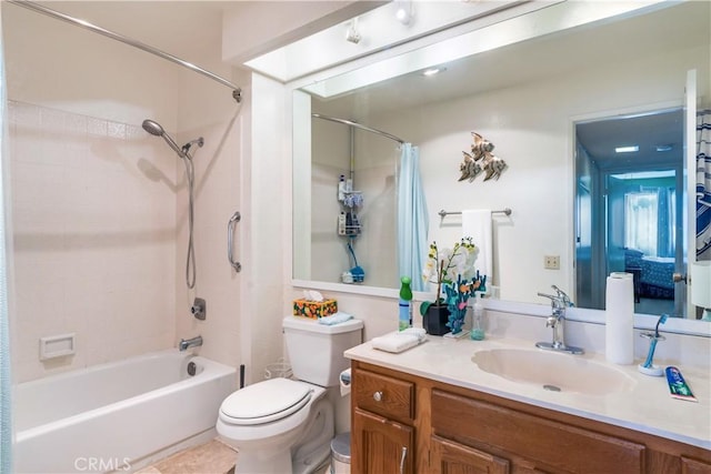 242 E Fern Ave Unit 206, Redlands, CA 92373 - full bathroom featuring shower / bathtub combination with curtain, toilet, and vanity