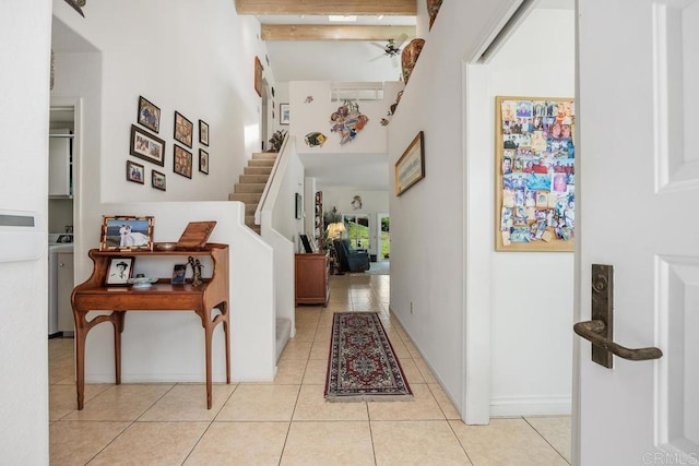 5015 Alicante Way, Oceanside, CA 92056 - entryway featuring a high ceiling, stairway, and light tile patterned floors