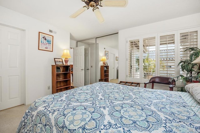 5015 Alicante Way, Oceanside, CA 92056 - bedroom with carpet flooring, ceiling fan, and a closet