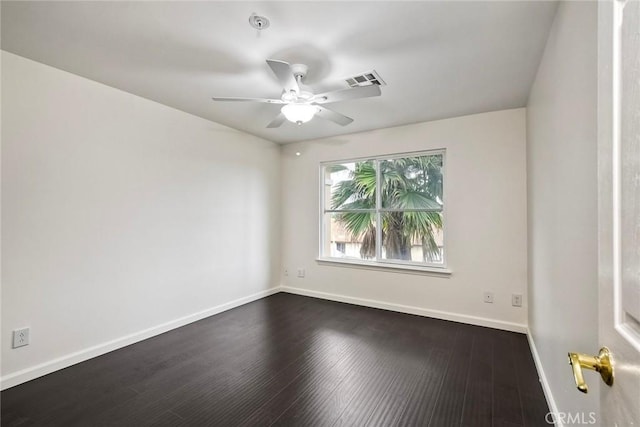150 N River Cir Unit 306, Oceanside, CA 92057 - unfurnished room featuring ceiling fan, baseboards, dark wood-style floors, and fire sprinkler in ceiling