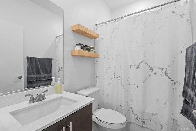 5480 Shorefront Dr # 166, San Diego, CA 92154 - full bathroom featuring vanity, toilet, and shower / bathtub combination with curtain