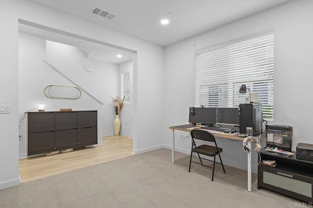 5480 Shorefront Dr # 166, San Diego, CA 92154 - carpeted office with baseboards, recessed lighting, and wood finished floors