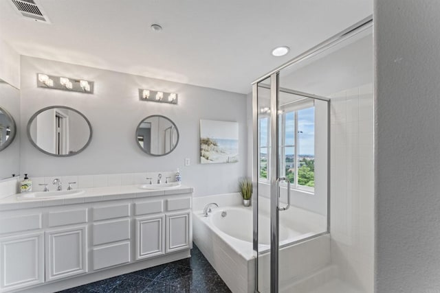 9925 Fieldthorn St, San Diego, CA 92127 - full bath featuring a stall shower, double vanity, and a bath